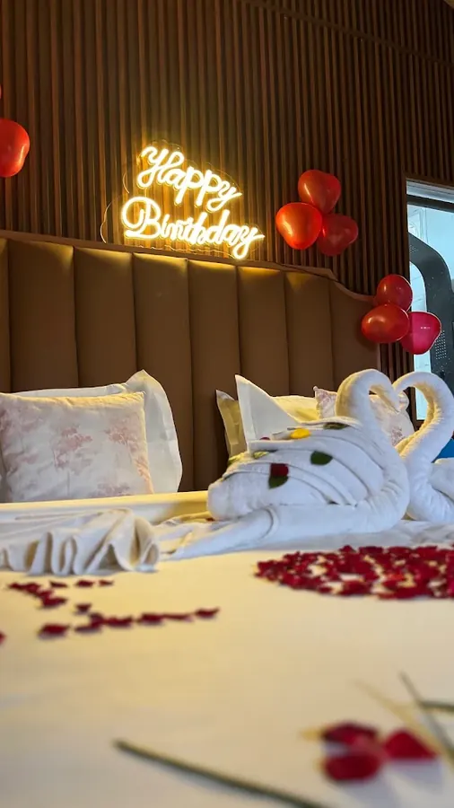 Anniversary and birthday celebration decor setup at Azure Resort