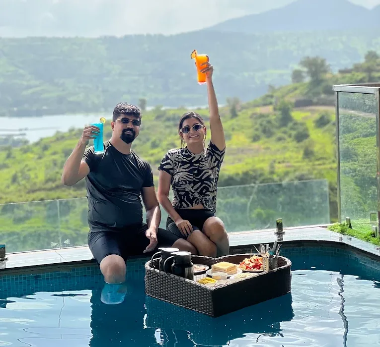 Floating breakfast served in a private pool at Azure Resort