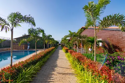 Landscaped garden pathway at the resort