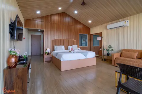 Vaulted-ceiling bedroom interior